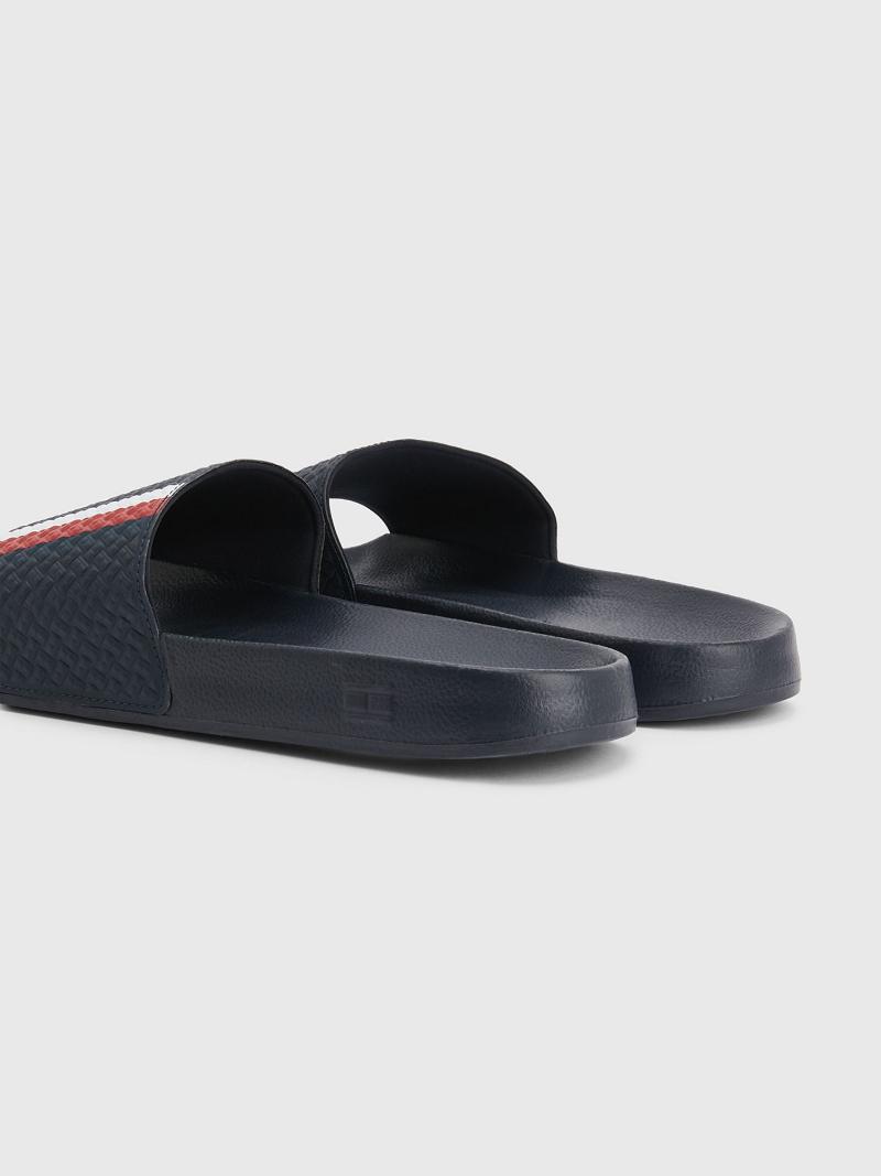 Férfi Tommy Hilfiger Textured stripe Sandal Sötétkék | HU 1435TCE